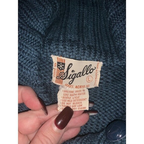 Sigallo Vintage Acrylic Button Down Grandpacore Winter Sweater Cardigan Large - Picture 8 of 8
